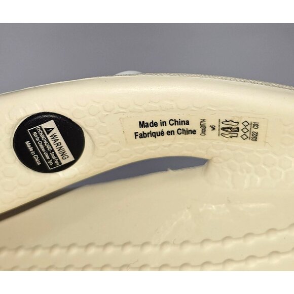 Crocs Women's Cream Croslite Classic Platform Flip Flops Size 6 2121 - Picture 7 of 16